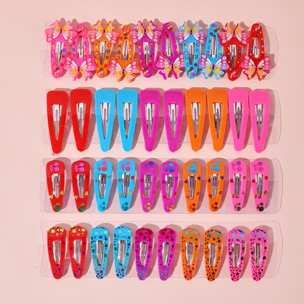 

40pcs Girls Butterfly Pattern Hair Clip, Multicolor