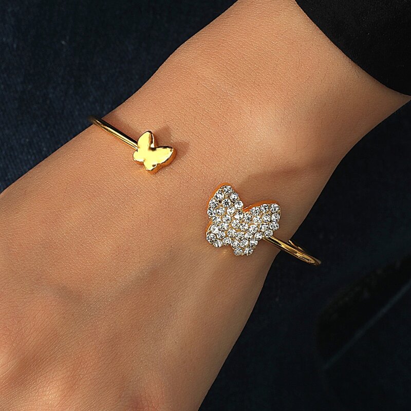 

Rhinestone Butterfly Bracelet, Gold
