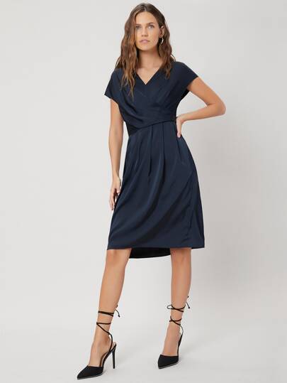 SHEIN Gathered Batwing Sleeve Dress
