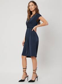 SHEIN 再生滌褶皺蝙蝠袖連衣裙 - 藏蓝色 - 查看 6