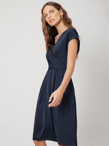 SHEIN 再生滌褶皺蝙蝠袖連衣裙 - 藏蓝色 - 查看 7