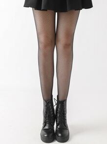 Meia arrastão Padrão floral - Preto - Visão 2