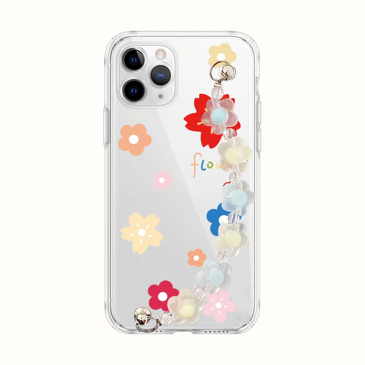 

Floral Hand Strap Clear Phone Case, Multicolor