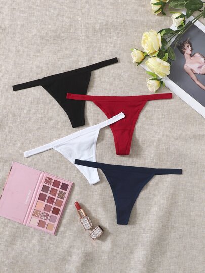 Snug Zone Women Casual High Stretch Multicolor Fabric Thong Panties