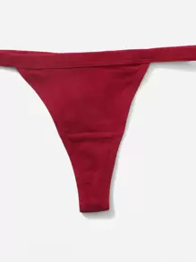 Women High Stretch Plain Thong Panties 4 Pack Casual Multicolored Underwear Sexy Thongs - Multicolor - View 3