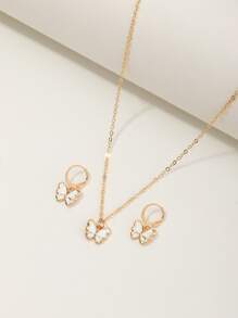 女孩蝴蝶吊墜項鍊和1對耳墜