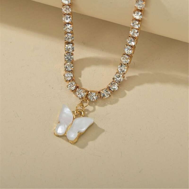 

Butterfly Rhinestone Choker, White