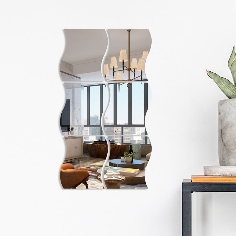 

6pcs Mirror Surface Wall Sticker, Silver