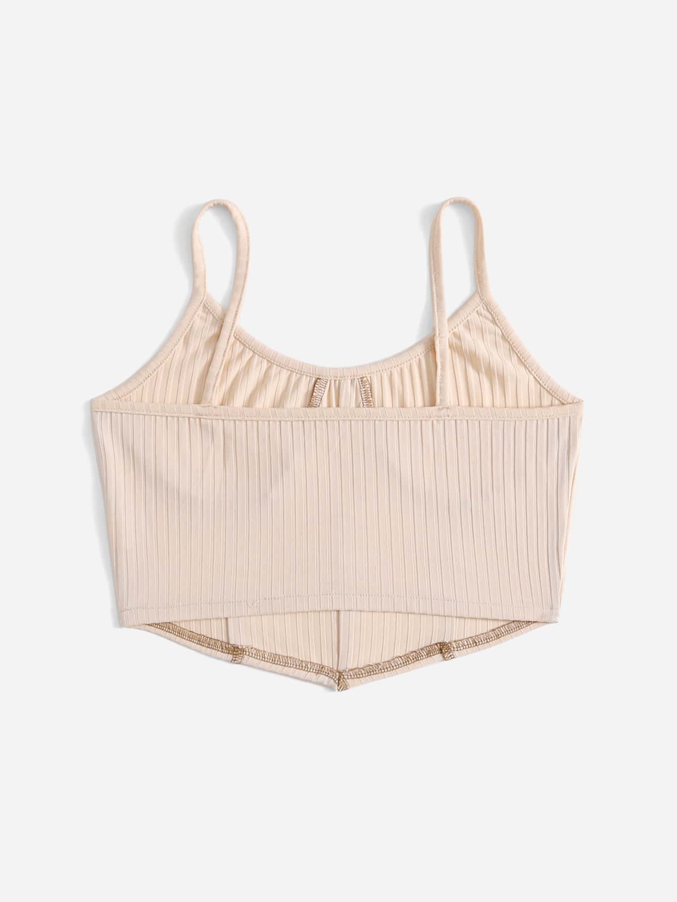 Solid Stitch Trim Asymmetrical Hem Tank Top