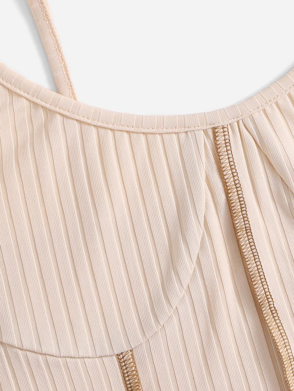 Solid Stitch Trim Asymmetrical Hem Tank Top