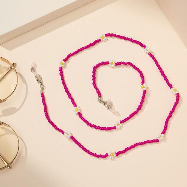 

Beaded Glasses Chain, Hot pink