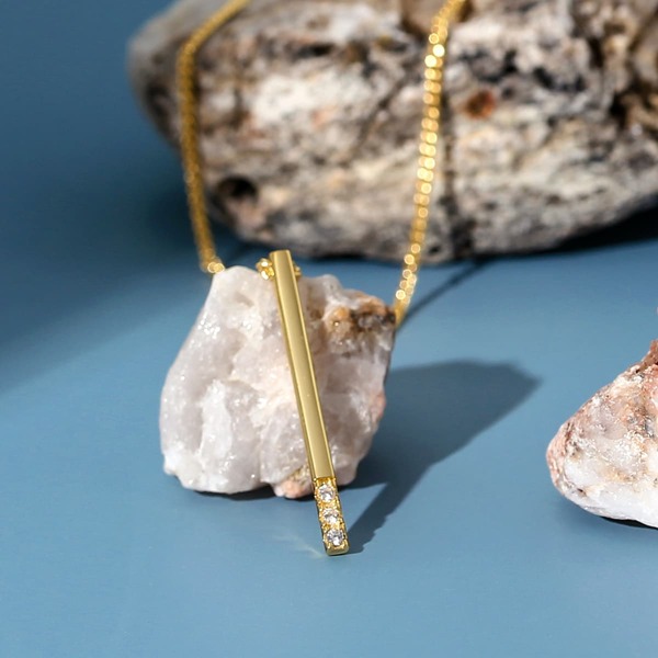 

Zircon Detail Geometric Charm Gold Plated Necklace