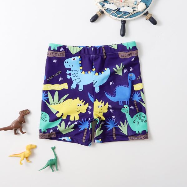 

Toddler Boys Cartoon Dinosaur Swim Shorts, Multicolor