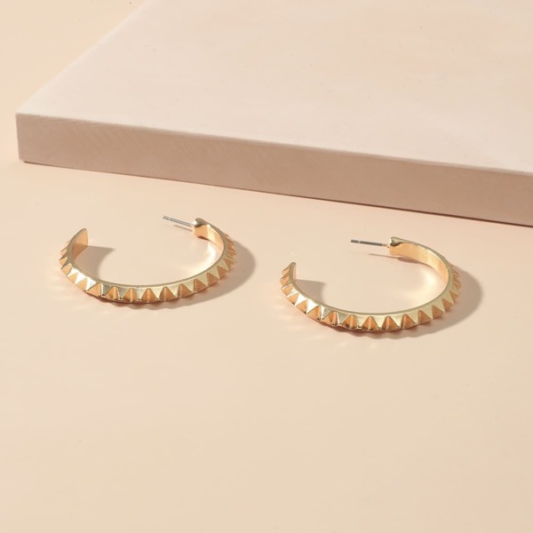 

Textured Metal Hoop Earrings, Gold