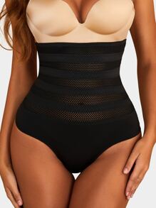 High Waisted Shapewear Panty - Black - View 1