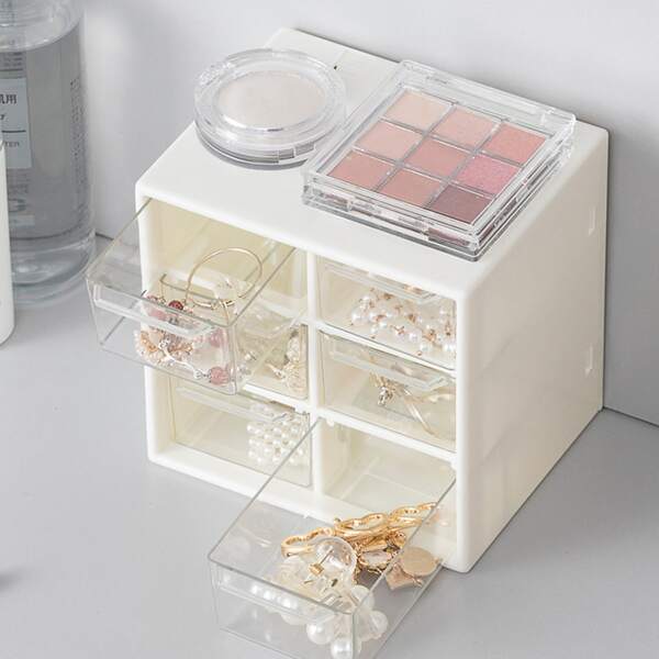 

1pc 6 Grid Jewelry Box, White