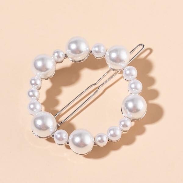 

Faux Pearl Decor Hair Clip, Silver