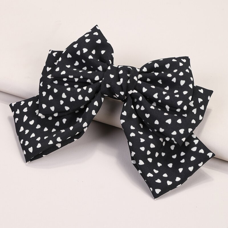 

Heart Bow Hair Clip, Black and white
