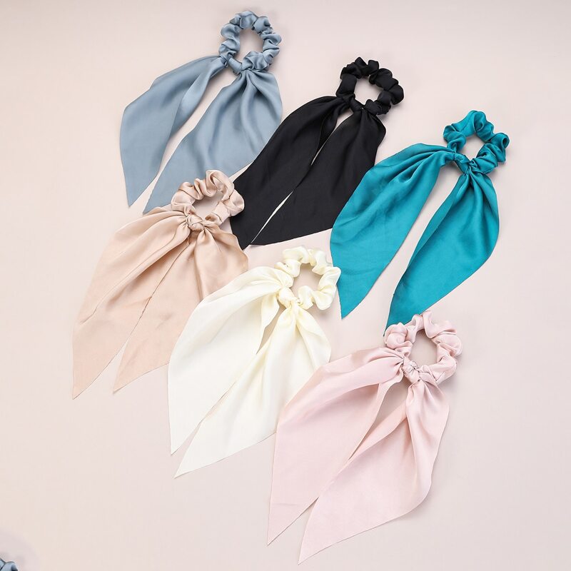 

6pcs Solid Scrunchie Scarf, Multicolor