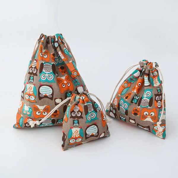 

3pcs Cartoon Owl Print Storage Bag, Multicolor