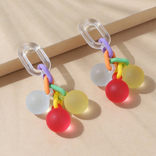 

Round Ball Charm Drop Earrings, Multicolor