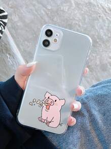 2pcs Cartoon Pig Clear Phone Case Compatible With iPhone15/15Plus/15Pro/15Promax - Clear - View 4