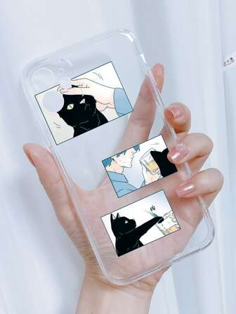 Tecknad katt genomskinligt telefonväska