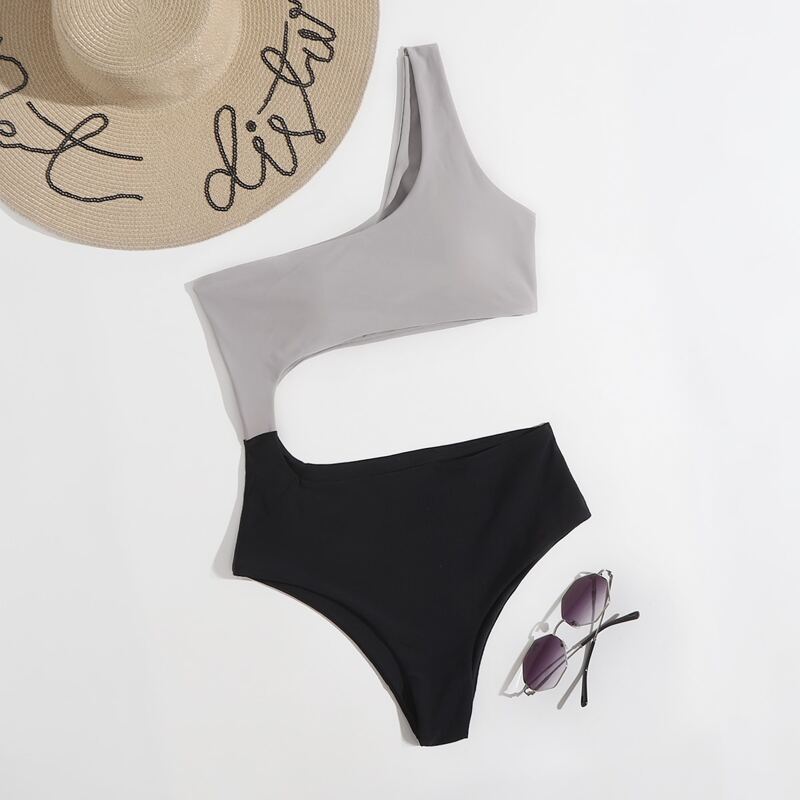 

Two Tone One Piece Swimsuit, Multicolor