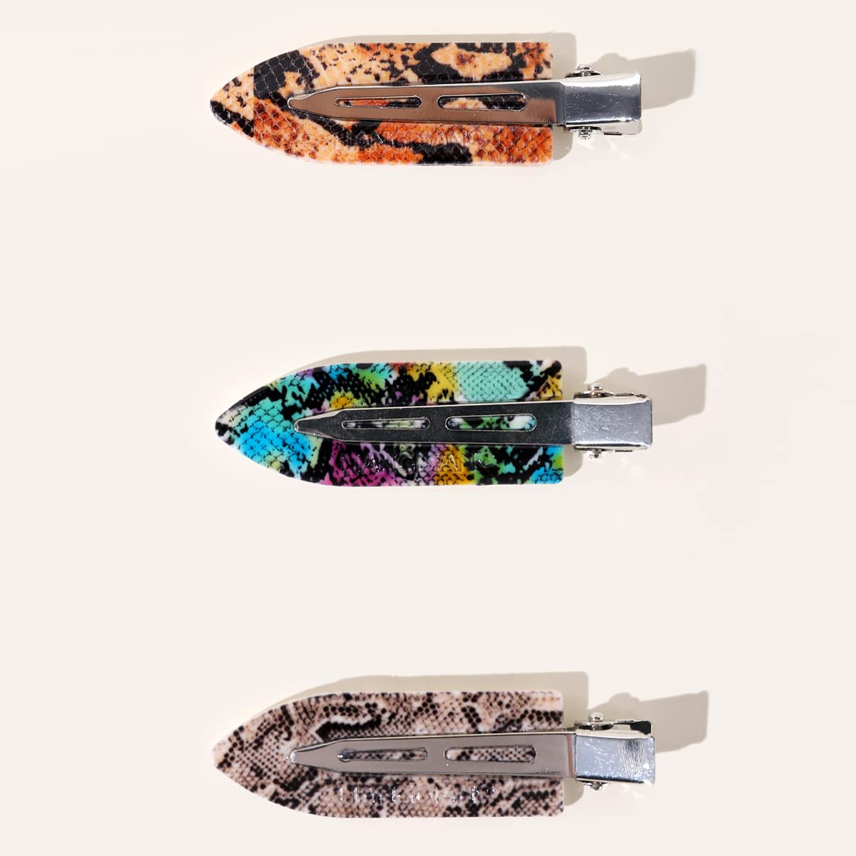 

3pcs Snakeskin Hair Clip, Multicolor