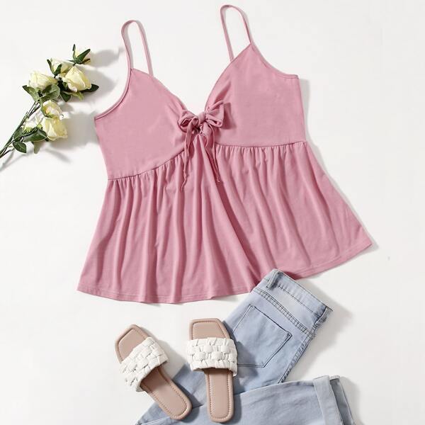 

Plus Knot Front Cami Top, Dusty pink