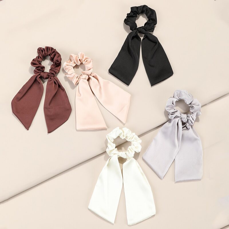 

5pcs Solid Scrunchie Scarf, Multicolor
