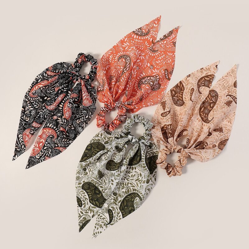 

4pcs Paisley Scrunchie Scarf, Multicolor