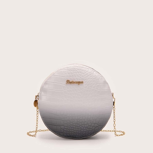 

Ombre Croc Embossed Chain Circle Bag, Multicolor