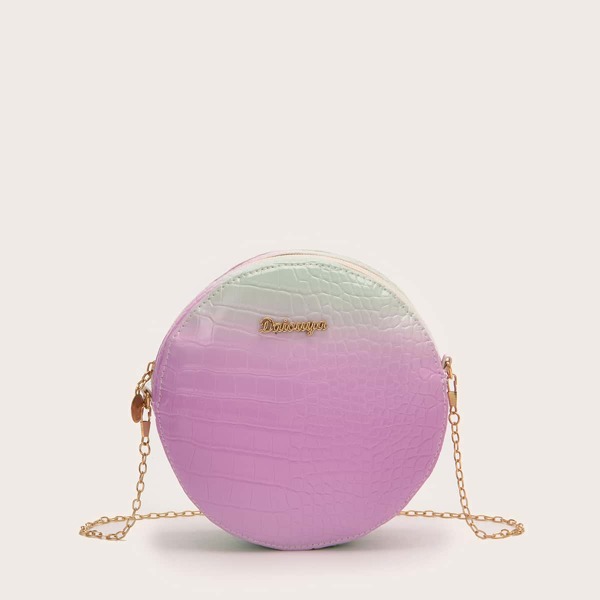 

Ombre Croc Embossed Chain Circle Bag, Multicolor