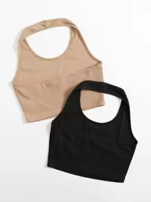 SHEIN EZwear 2 件装女式纯色吊带上衣 - 彩色 - 查看 2