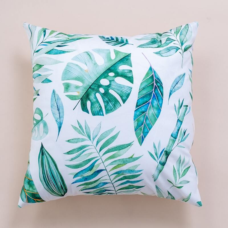 

Leaf Print Cushion Cover Without Filler, Multicolor