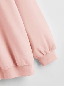SHEIN Pullover con estampado de letra - Rosa Pálido - Ver 3