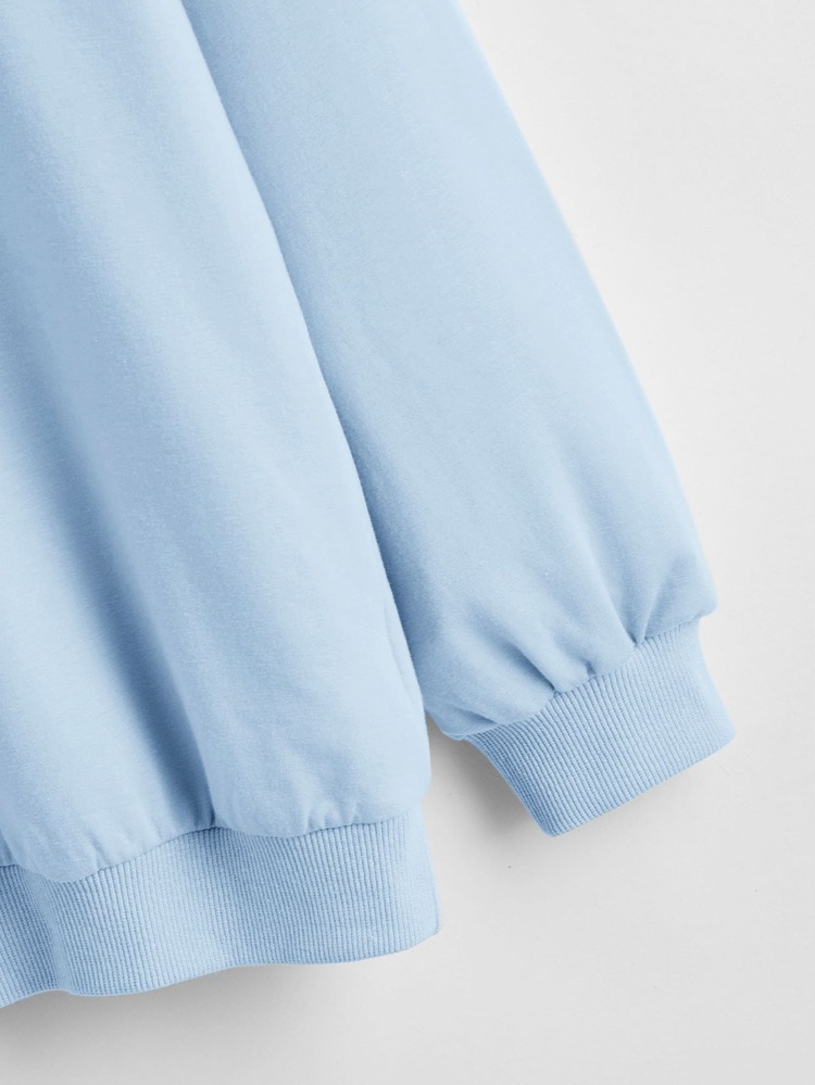SHEIN Letter Graphic Pullover - Baby Blue - View 3
