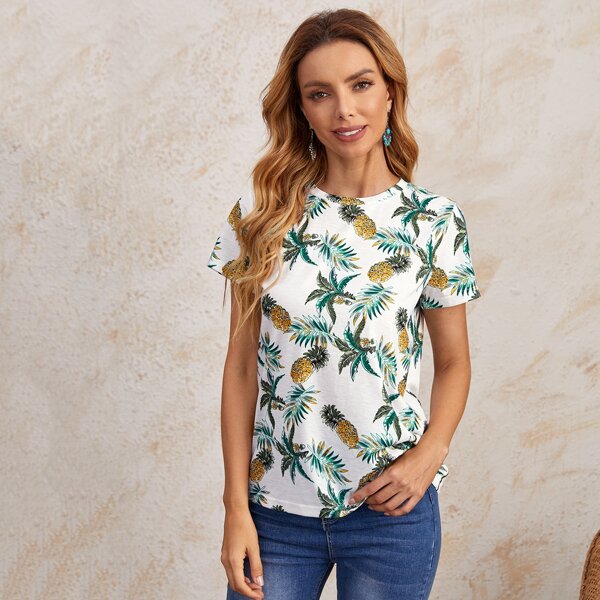 

Allover Pineapple Print Tee, Multicolor
