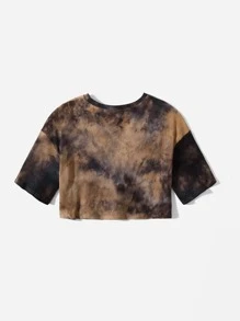 SHEIN 青少年女孩紮染短版T恤 - 彩色 - 查看 2