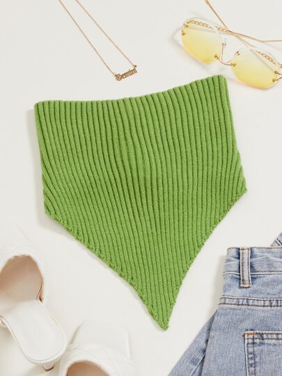 Asymmetrical Hem Tube Rib Knit Top