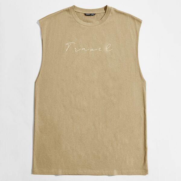 

Men Letter Graphic Tank Top, Khaki