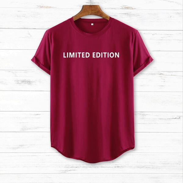 

Men Letter Graphic Crew Neck Tee, Burgundy