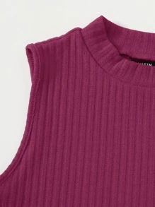 SHEIN EZwear Top tank tejido de canalé corto unicolor