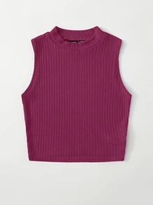 SHEIN EZwear Top tank tejido de canalé corto unicolor