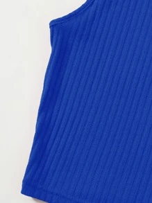 SHEIN EZwear Top tank tejido de canalé corto unicolor - azul real - Ver 5