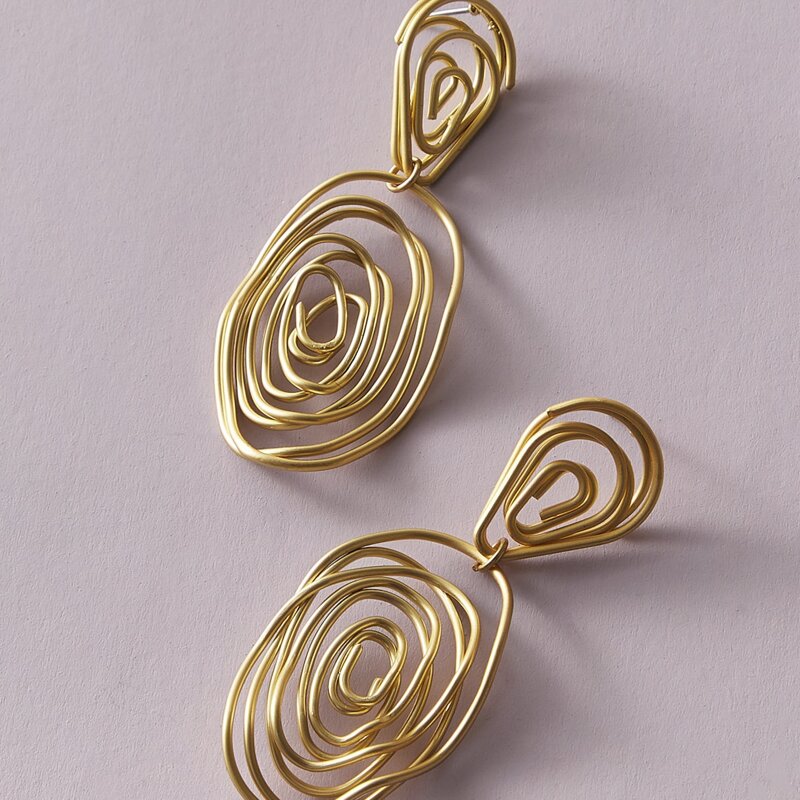 

Layered Ring Drop Earrings, Gold