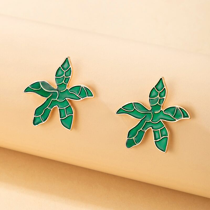 

Leaf Stud Earrings, Green