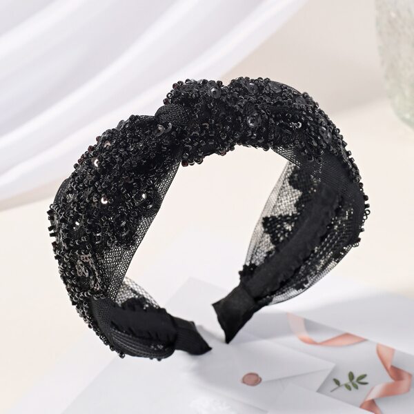 

Bead Decor Hair Hoop, Black