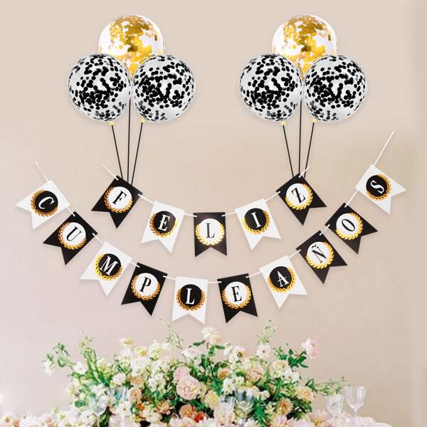 

9pcs Spanish Birthday Pull Flag & Balloon Set, Multicolor